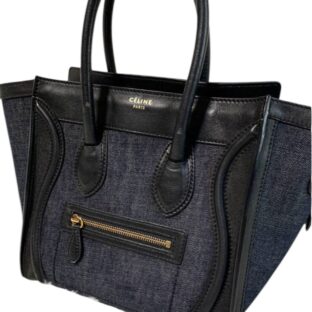 ランクB CELINE ラゲージ　トートバッグ　デニム　レザー